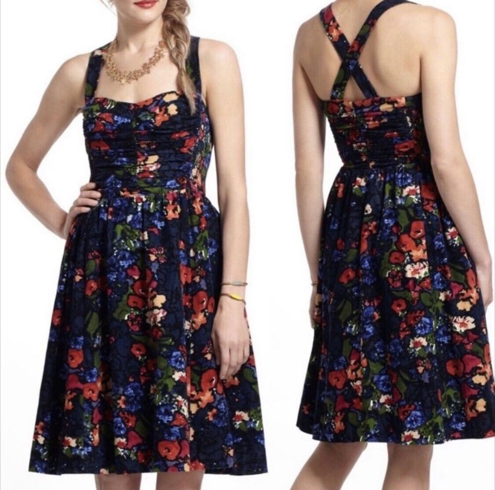 HD in Paris Anthropologie Paca Halter Corduroy Floral Dress 2